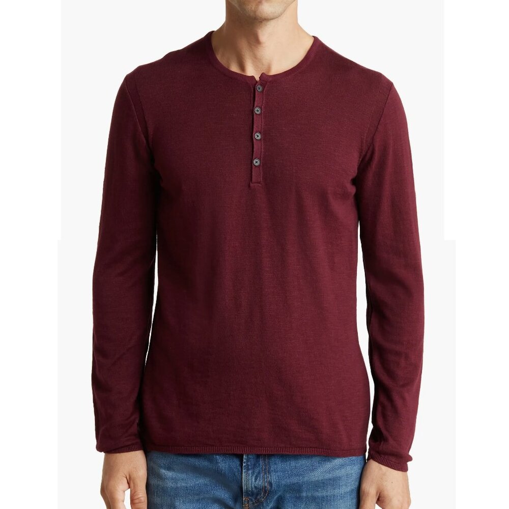 John Varvatos Collection Parker Henley Tee Shirt Mens Slim Fit Plum XL NWT 188